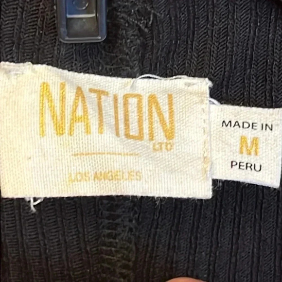 Womens Nation black MD long sleeve high collar ruffled hem tencel  polyester Y2K - Picture 2 of 8